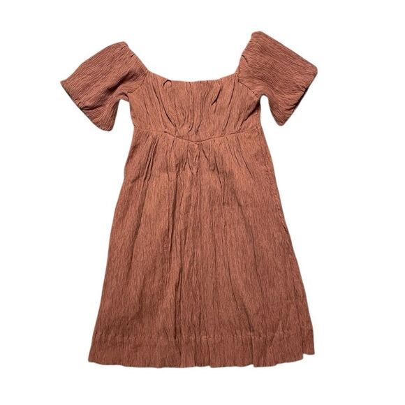 BOHME Dasha Textured Mini Dress Terracotta Size Small - Picture 4 of 9